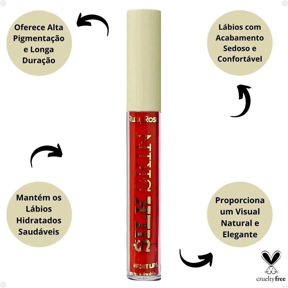Batom Líquido Ruby Rose Silk Skin Comfort Lips SL04 3,5ml HB-L6201-4 SL04 3