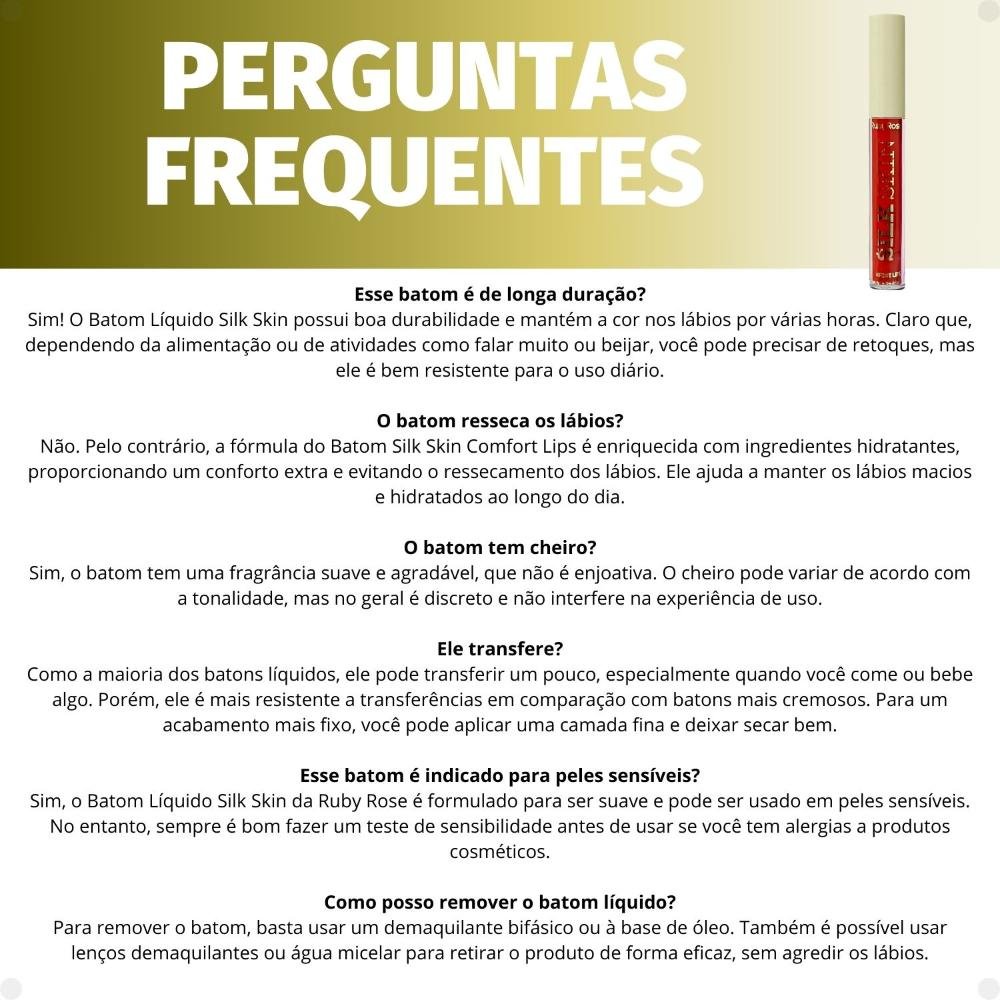 Batom Líquido Ruby Rose Silk Skin Comfort Lips SL04 3,5ml HB-L6201-4 SL04 5