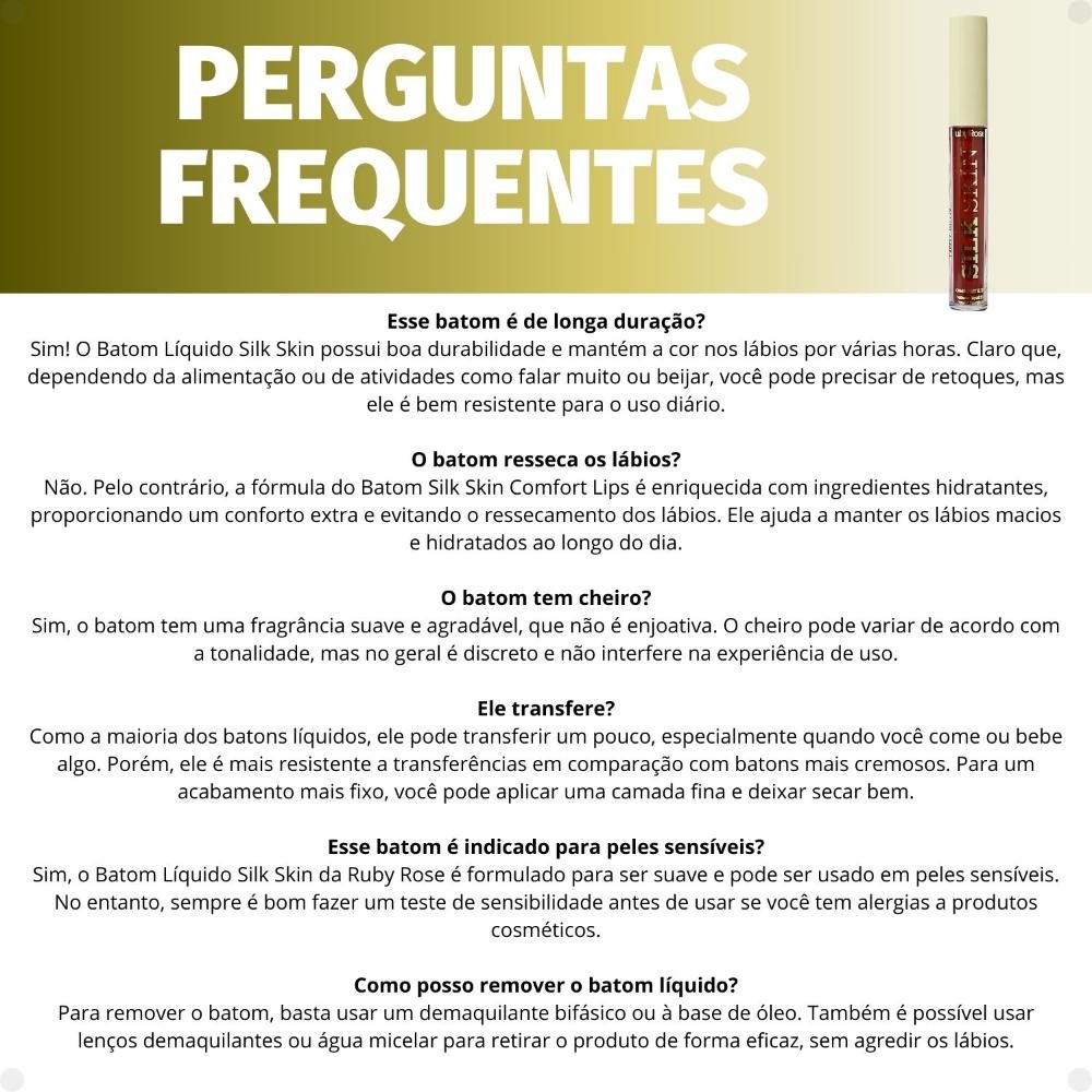 Batom Líquido Ruby Rose Silk Skin Comfort Lips SL03 3,5ml HB-L6201-3 SL03 5