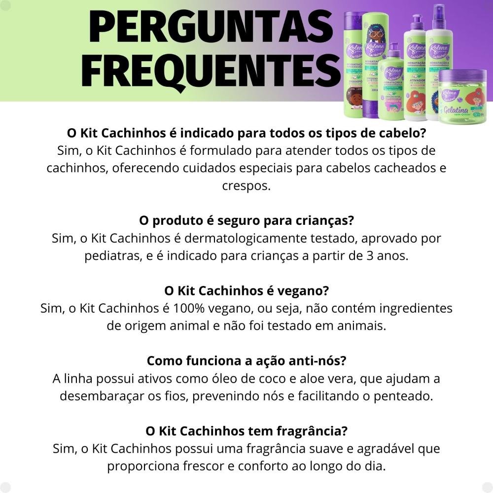 Kit Kolene Cachinhos: Shampoo, Condicionador, Creme para Pentear, Ativador de Cachos, Spray Desembaraçante e Gelatina ÚNICO 8