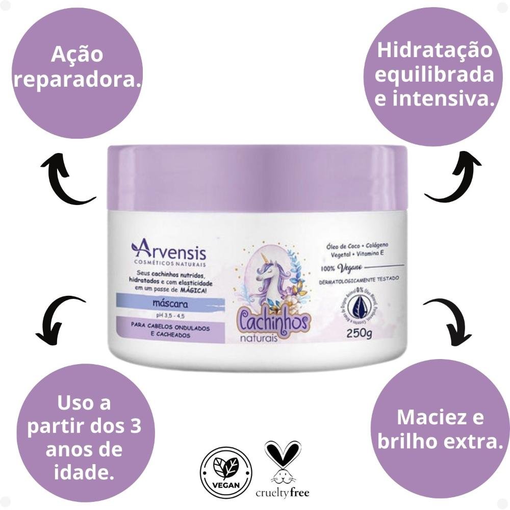 Máscara Arvensis Cachinhos Naturais Cabelos Ondulados e Cacheados 250g 250g 2