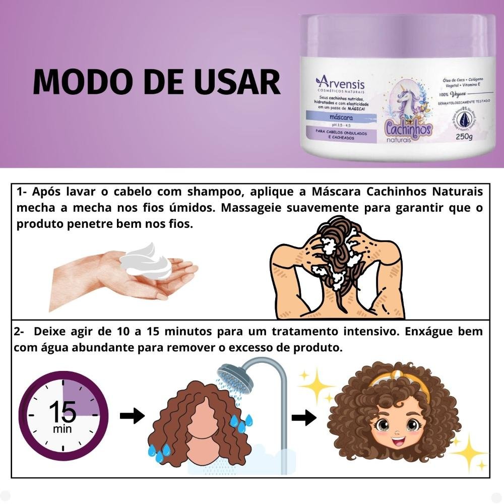 Máscara Arvensis Cachinhos Naturais Cabelos Ondulados e Cacheados 250g 250g 4