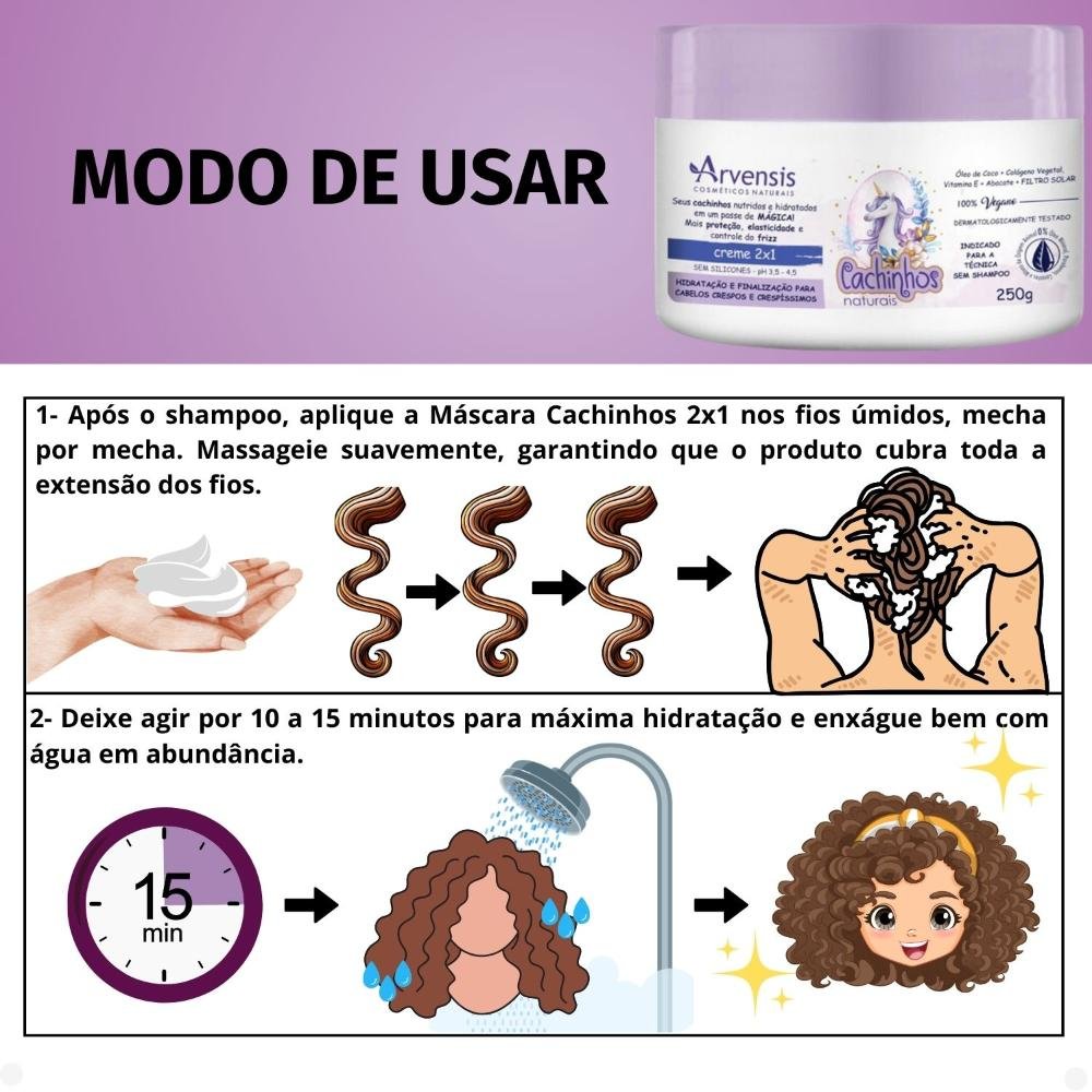 Creme 2x1 Arvensis Cachinhos Naturais Hidratação e Finalização Cabelos Crespos e Crespíssimos 250g 250g 2