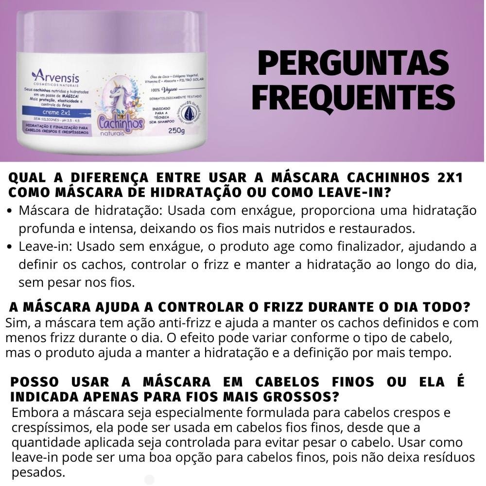 Creme 2x1 Arvensis Cachinhos Naturais Hidratação e Finalização Cabelos Crespos e Crespíssimos 250g 250g 3