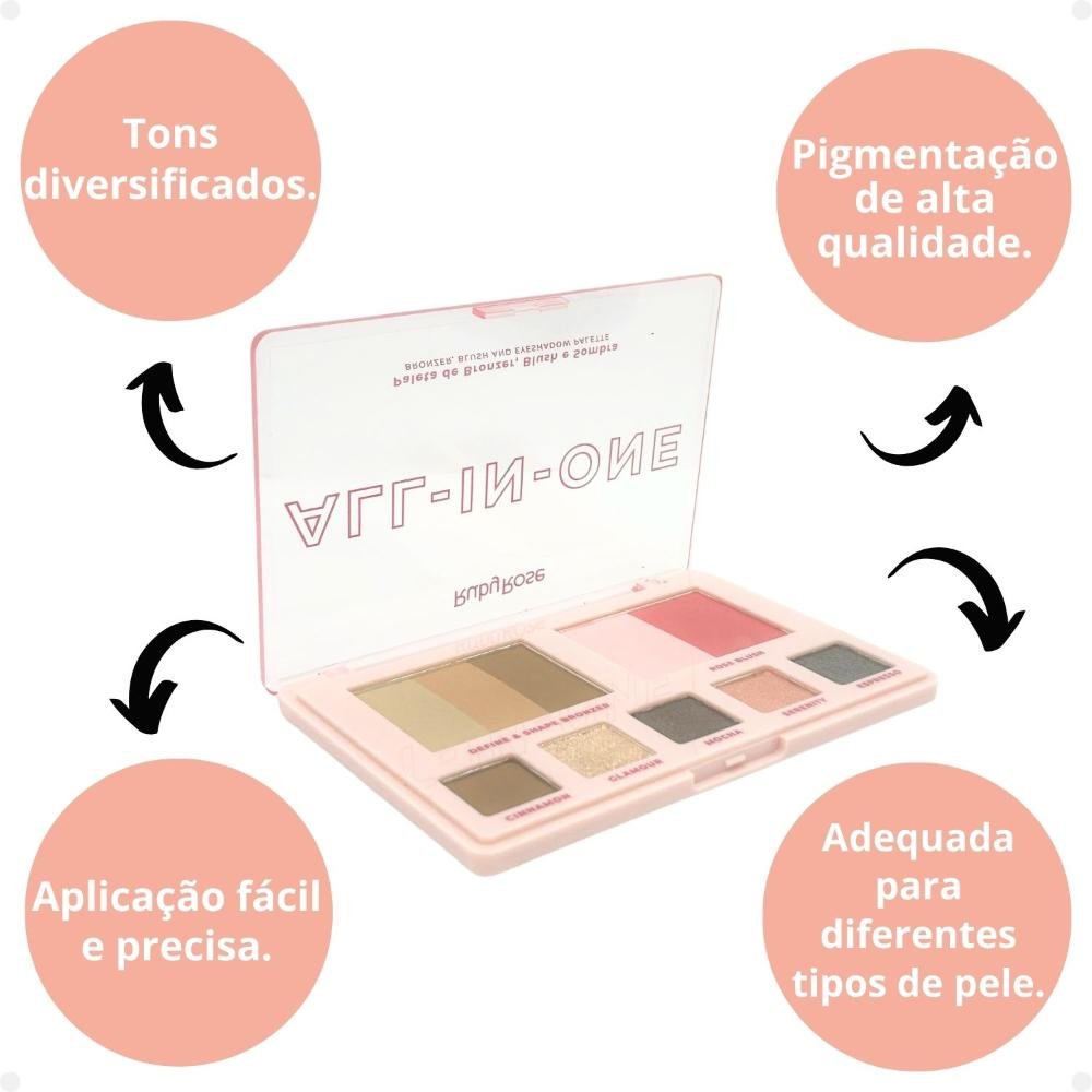 Paleta de Bronzer, Blush e Sombra Ruby Rose All-In-One HB-M1002 ÚNICO 2