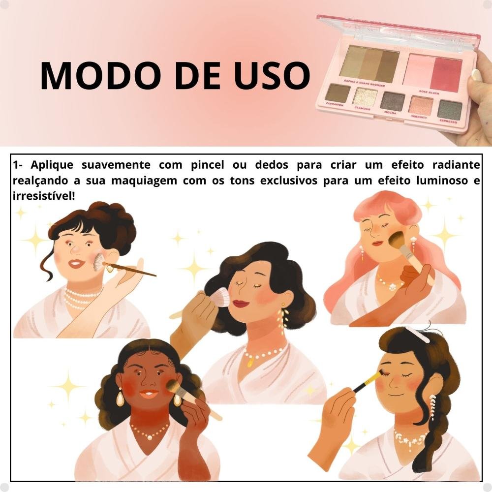 Paleta de Bronzer, Blush e Sombra Ruby Rose All-In-One HB-M1002 ÚNICO 4