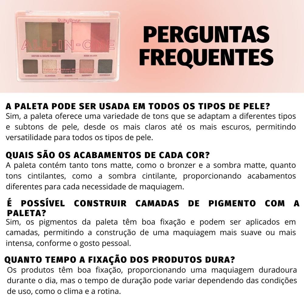 Paleta de Bronzer, Blush e Sombra Ruby Rose All-In-One HB-M1002 ÚNICO 5