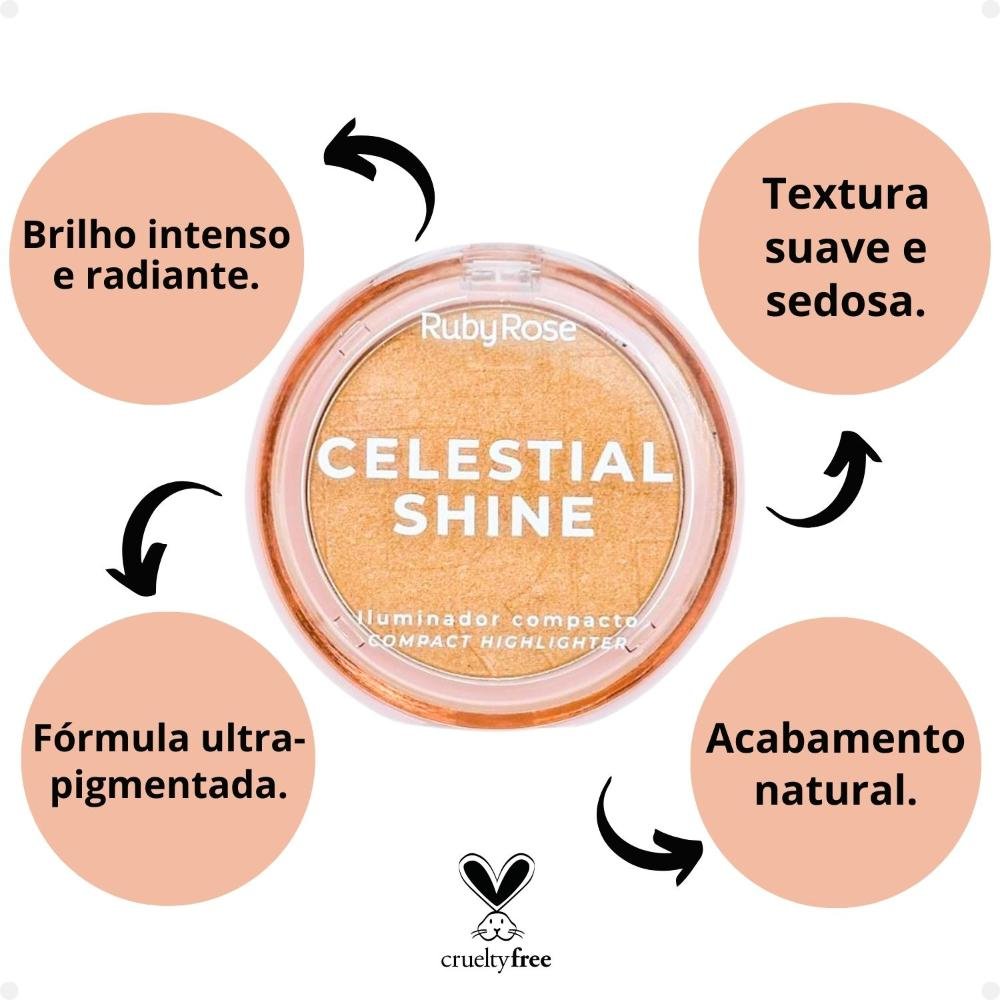 Iluminador Compacto Ruby Rose Celestial Shine Champagne Gleam HB-M701-3 Champagne Gleam 2