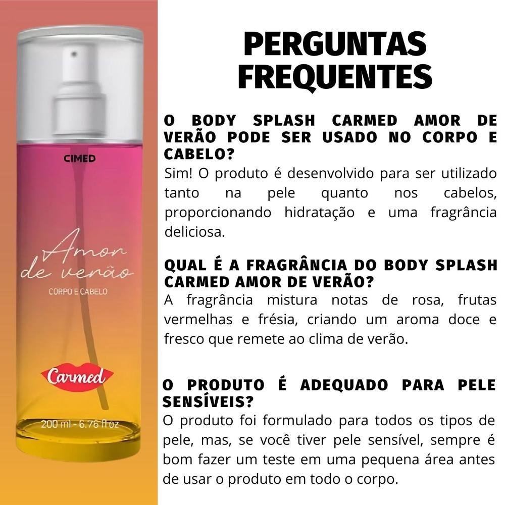 Body Splash Corpo e Cabelo Carmed Amor de Verão 200ml 200ml 5