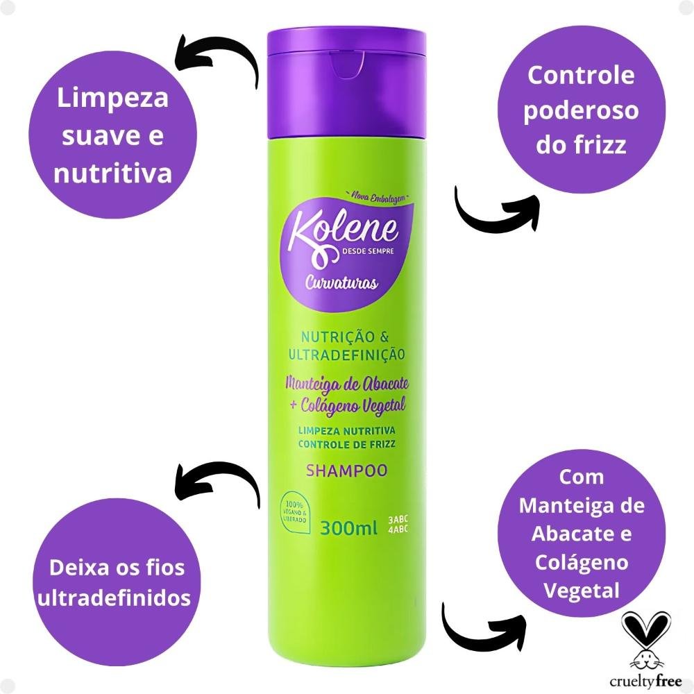 Shampoo Kolene Curvaturas Nutrição e Ultradefinição 300ml 300ml 2