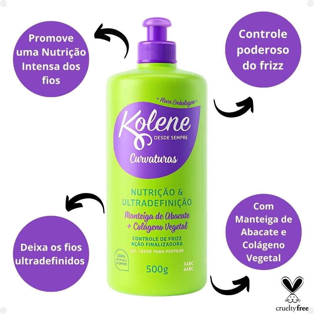 Gel Creme para Pentear Kolene Curvaturas Nutrição e Ultradefinição 500g 500g 6