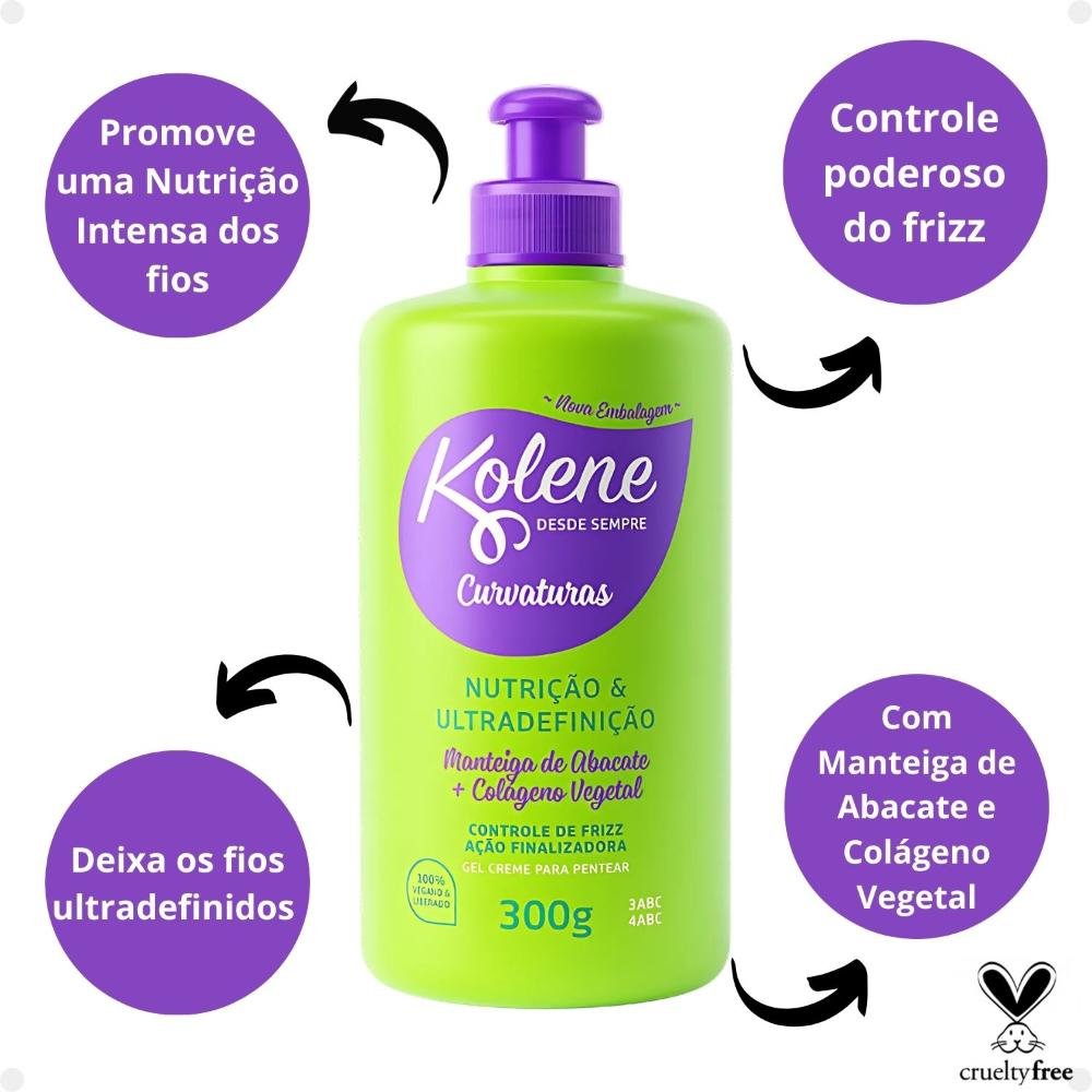 Gel Creme para Pentear Kolene Curvaturas Nutrição e Ultradefinição 300g 300g 2