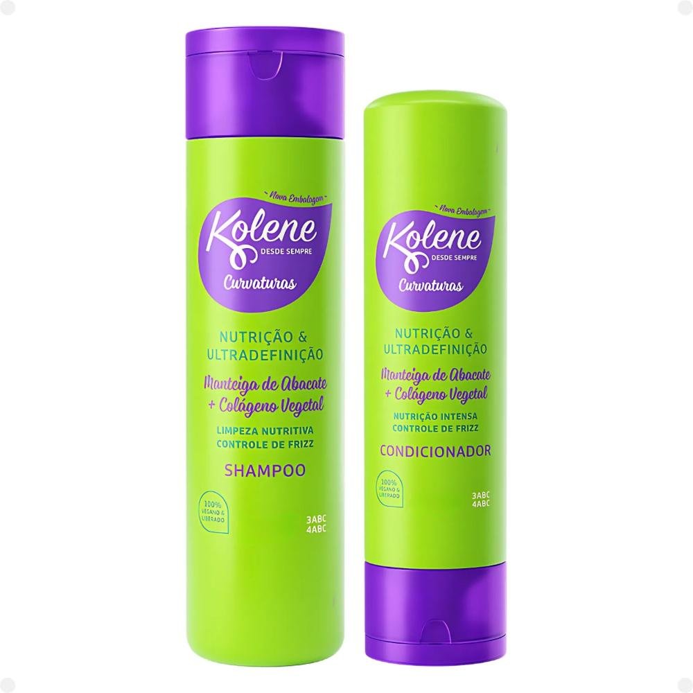 Kit Kolene Curvaturas Nutrição e Ultradefinição: Shampoo 300ml e Condicionador 200ml + Creme de Tratamento e Gel Creme 300g ÚNICO 3