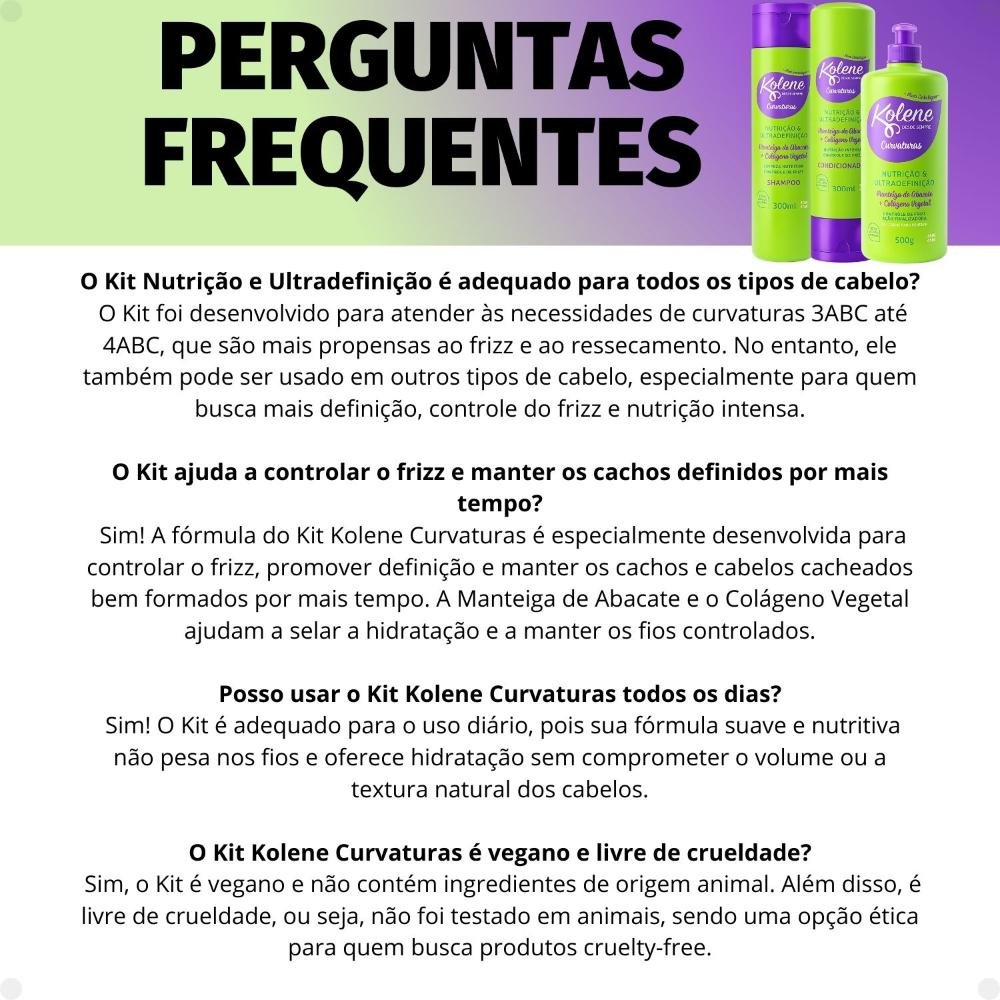 Kit Kolene Curvaturas Nutrição e Ultradefinição: Shampoo, Condicionador 300ml e Gel Creme 500g ÚNICO 7