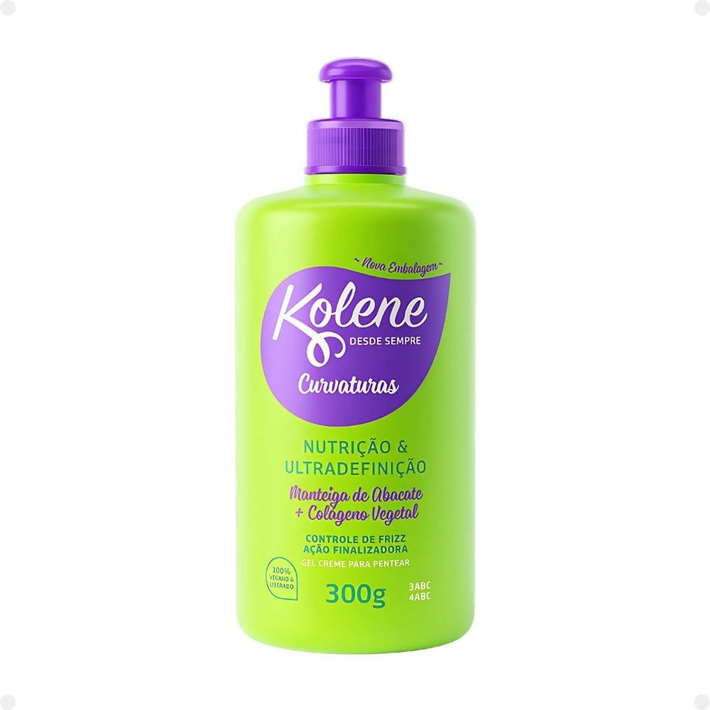 Kit Kolene Curvaturas Nutrição e Ultradefinição: Shampoo, Condicionador 300ml, Creme de Tratamento e Gel Creme 300g ÚNICO 6