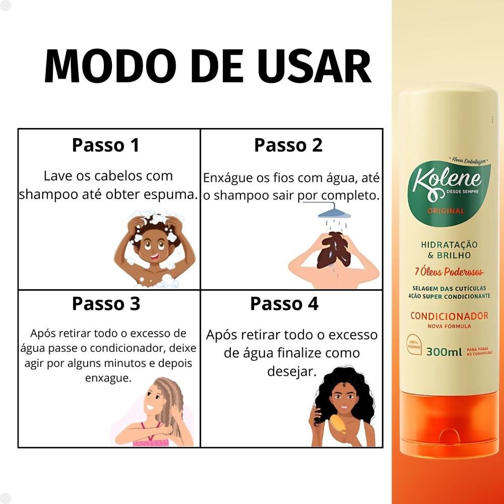 Condicionador Kolene Original Hidratação e Brilho 300ml 300ml 3