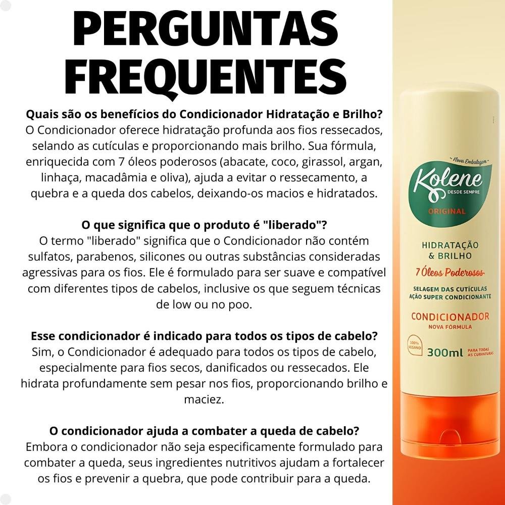 Condicionador Kolene Original Hidratação e Brilho 300ml 300ml 4