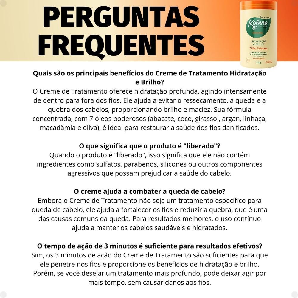 Creme de Tratamento Kolene Original Hidratação e Brilho 1Kg 1kg 6
