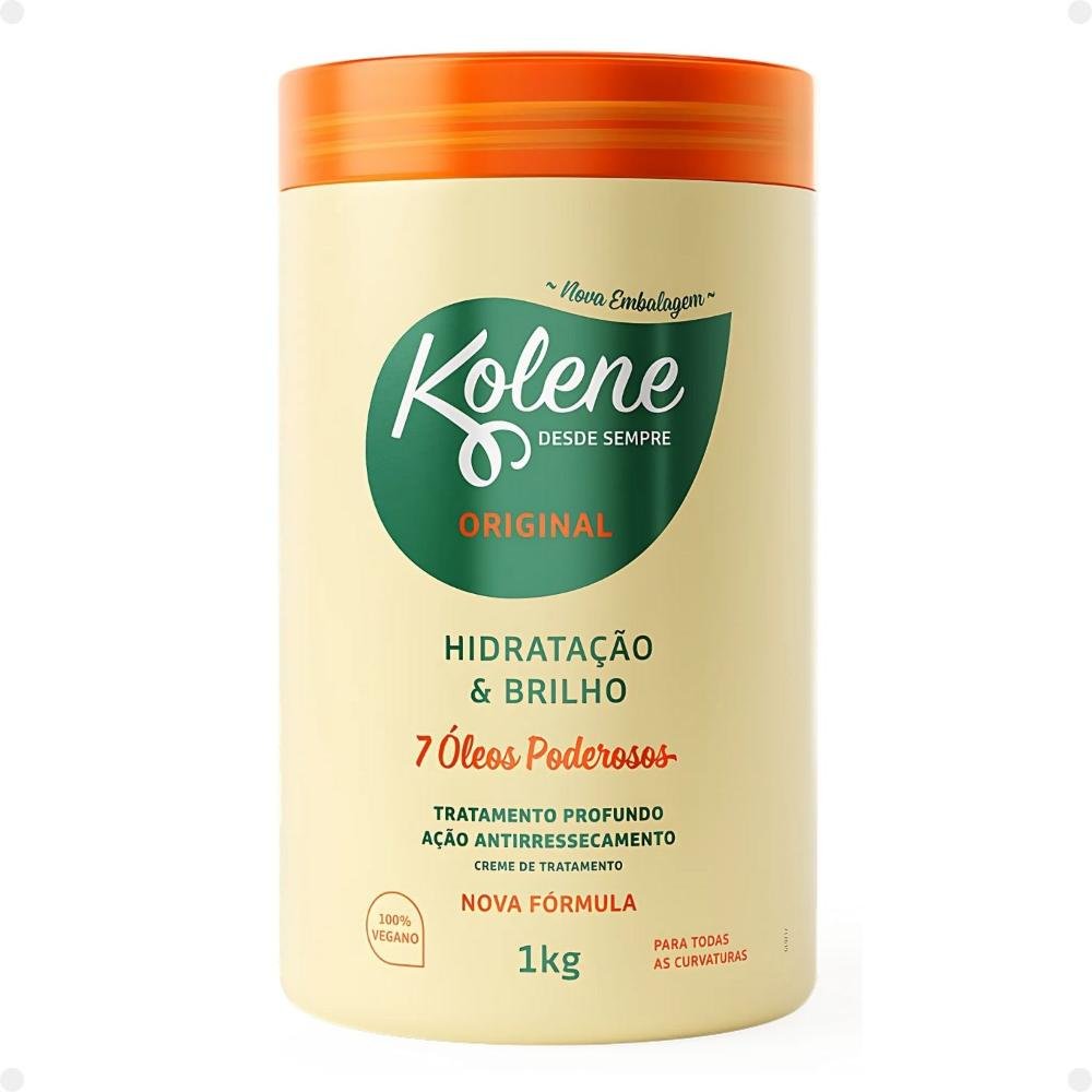 Kit Kolene Original Hidratação e Brilho: Shampoo 300ml e Condicionador 200ml + Creme de Tratamento 1Kg ÚNICO 4