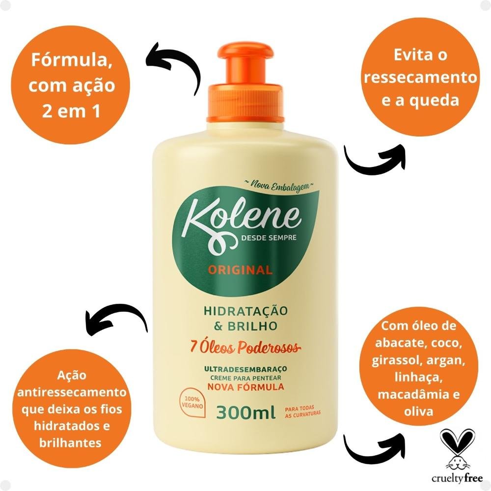 Creme para Pentear Kolene Original Hidratação e Brilho 300ml 300ml 2