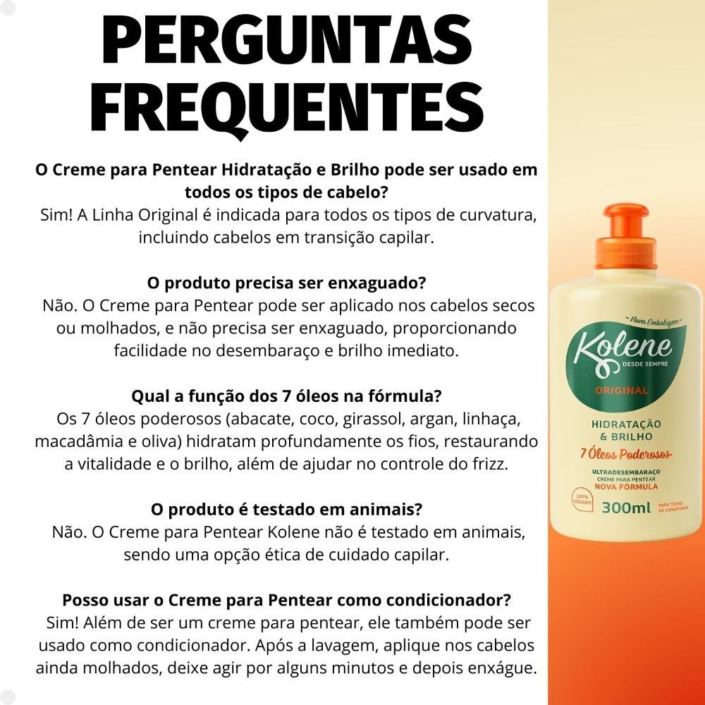 Creme para Pentear Kolene Original Hidratação e Brilho 300ml 300ml 6
