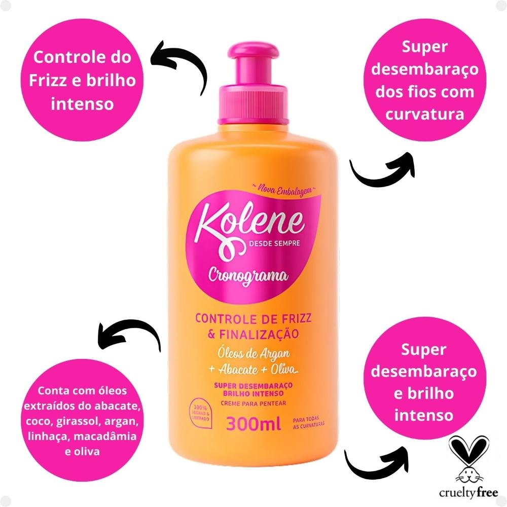 Creme para Pentear Kolene Cronograma Controle de Frizz e Finalização 300ml 300ml 2