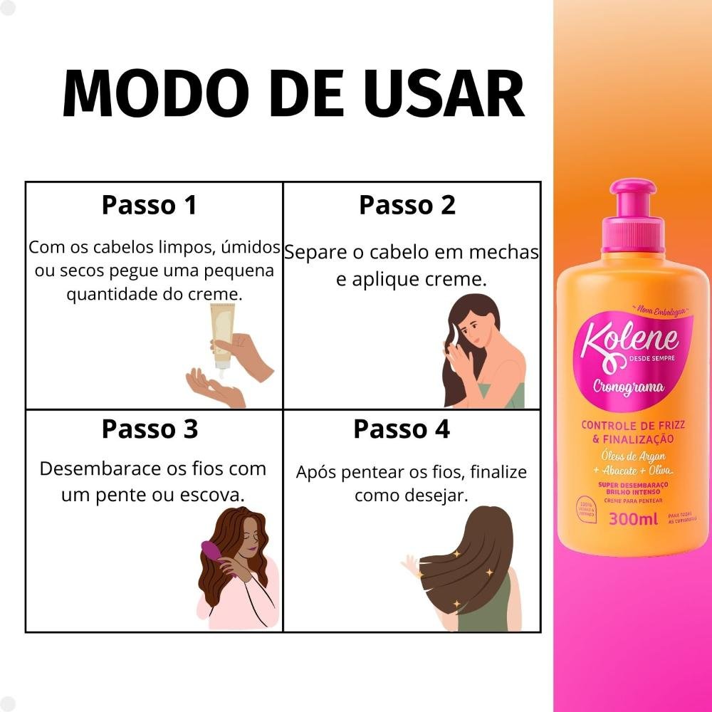 Creme para Pentear Kolene Cronograma Controle de Frizz e Finalização 300ml 300ml 5