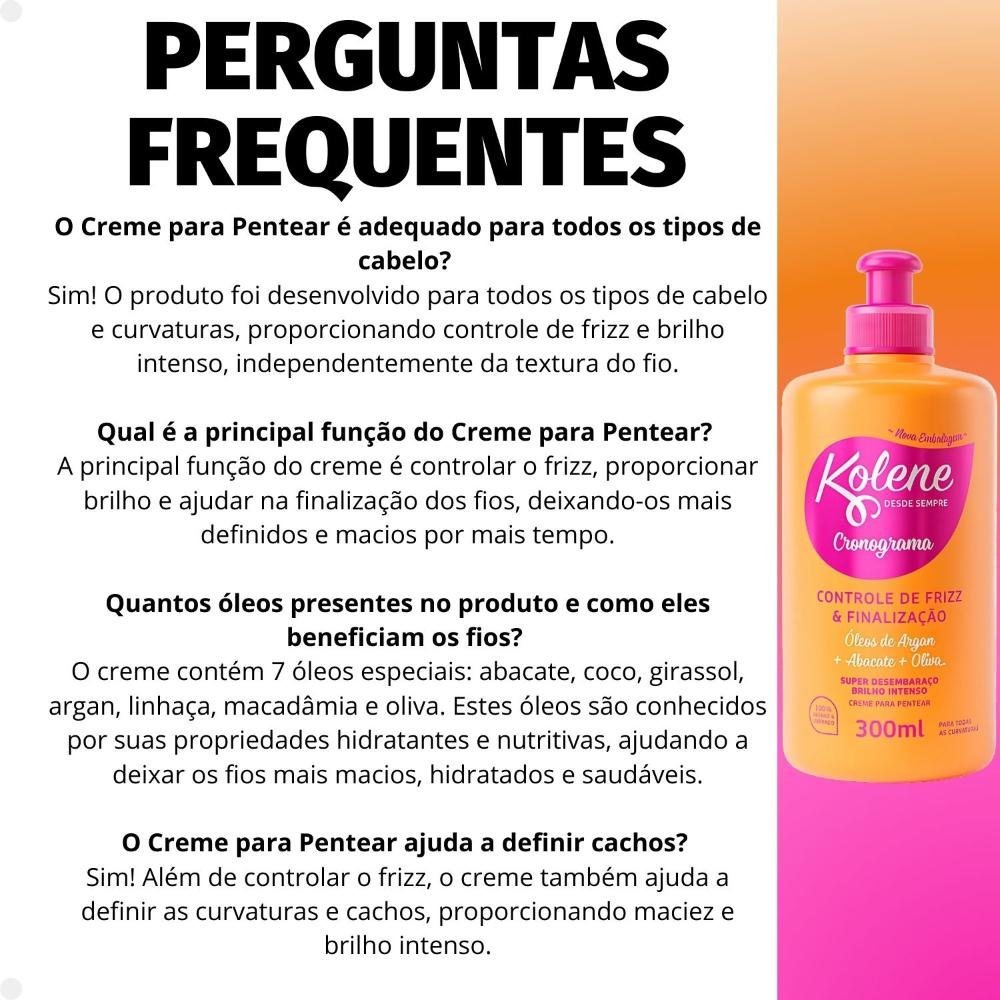 Creme para Pentear Kolene Cronograma Controle de Frizz e Finalização 300ml 300ml 6