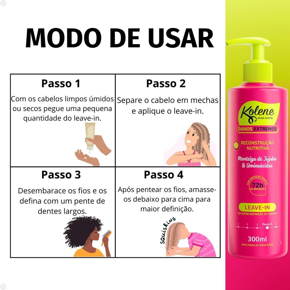 Leave-In Kolene Danos Extremos Reconstrução Nutritiva 300ml 300ml 5