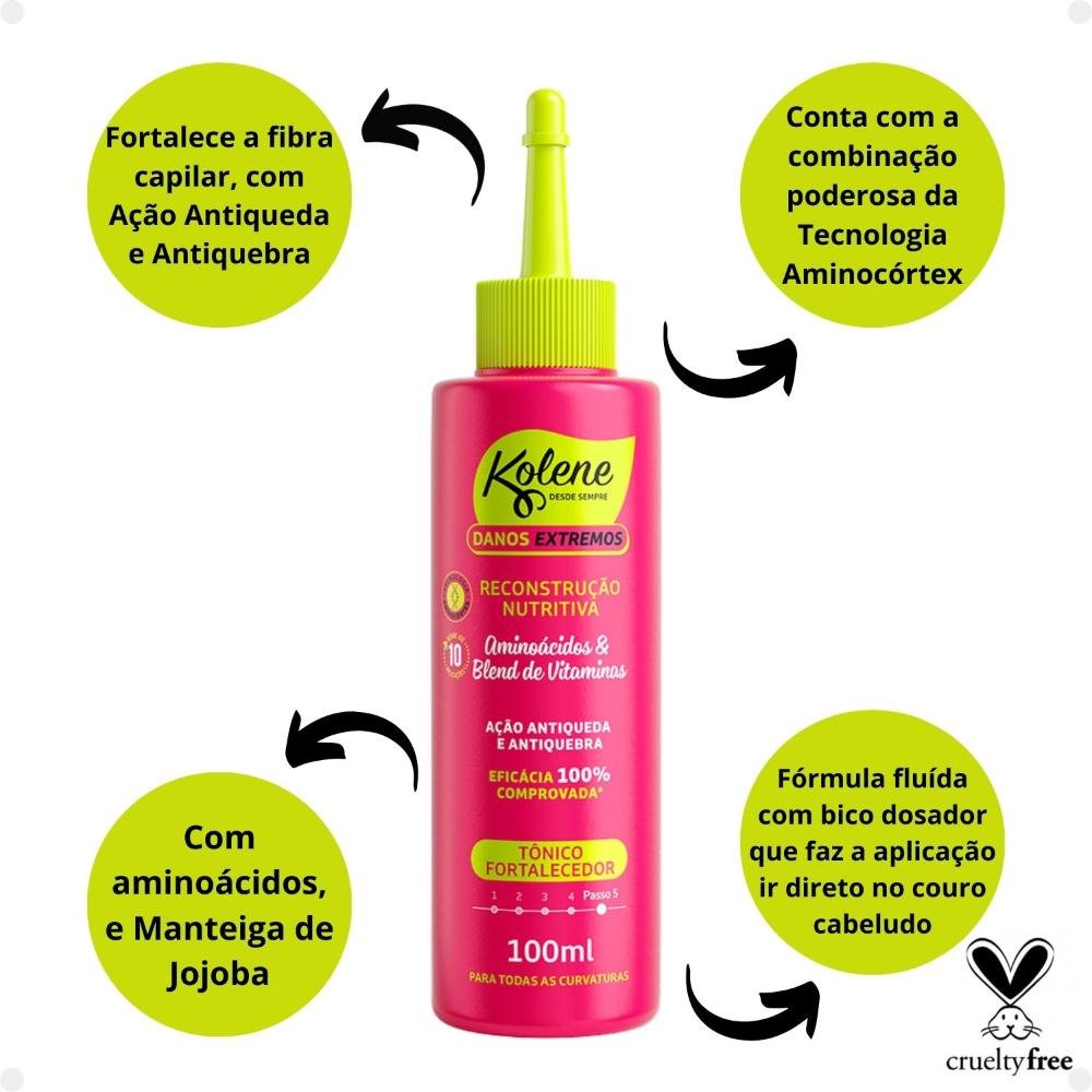 Tônico Fortalecedor Kolene Danos Extremos Reconstrução Nutritiva 100ml 100ml 2