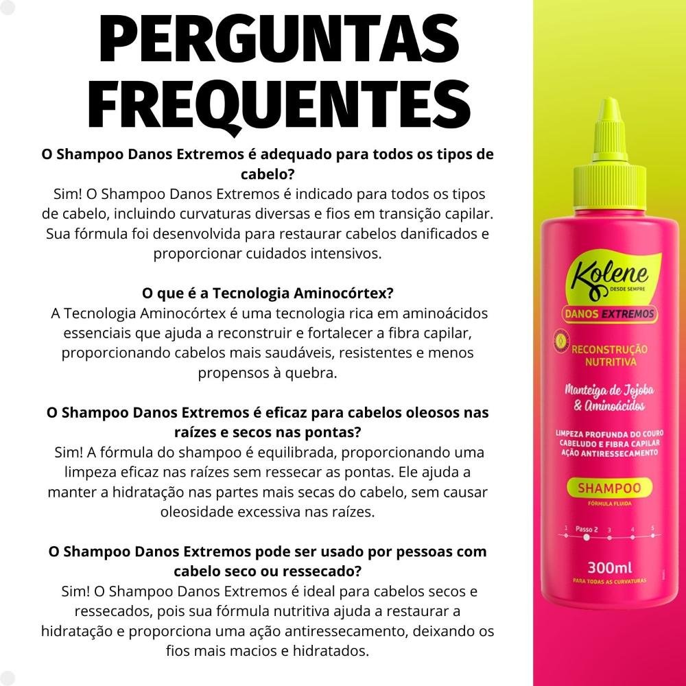 Shampoo Kolene Danos Extremos Reconstrução Nutritiva 300ml 300ml 6
