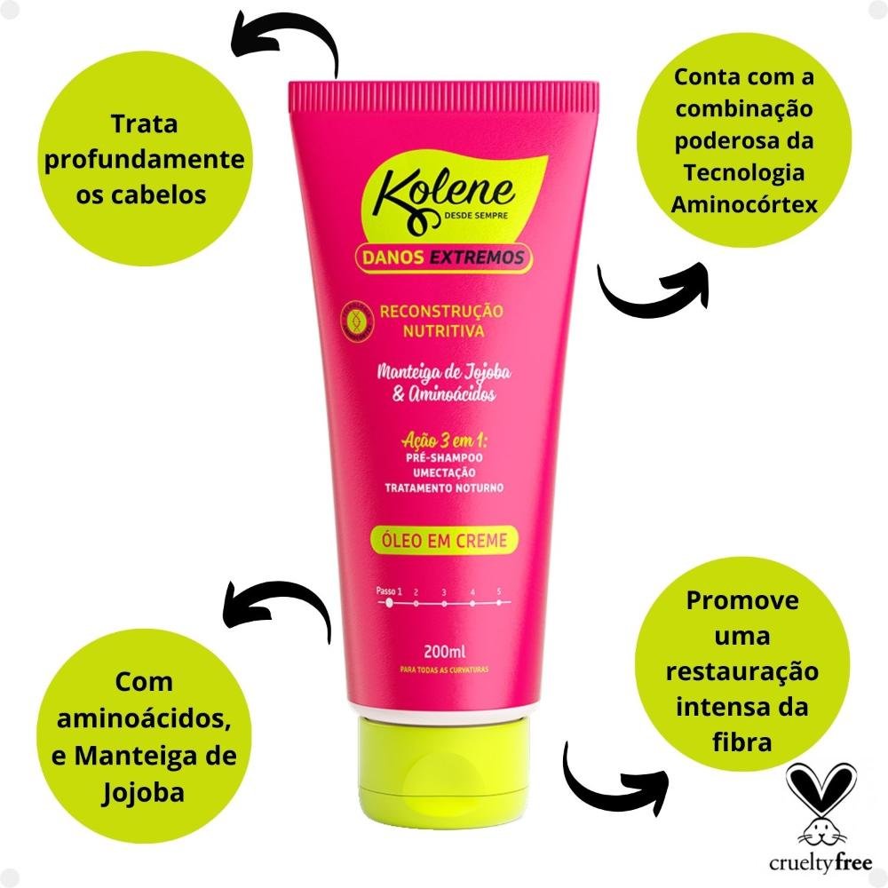 Óleo em Creme Kolene Danos Extremos Reconstrução Nutritiva 200ml 200ml 2