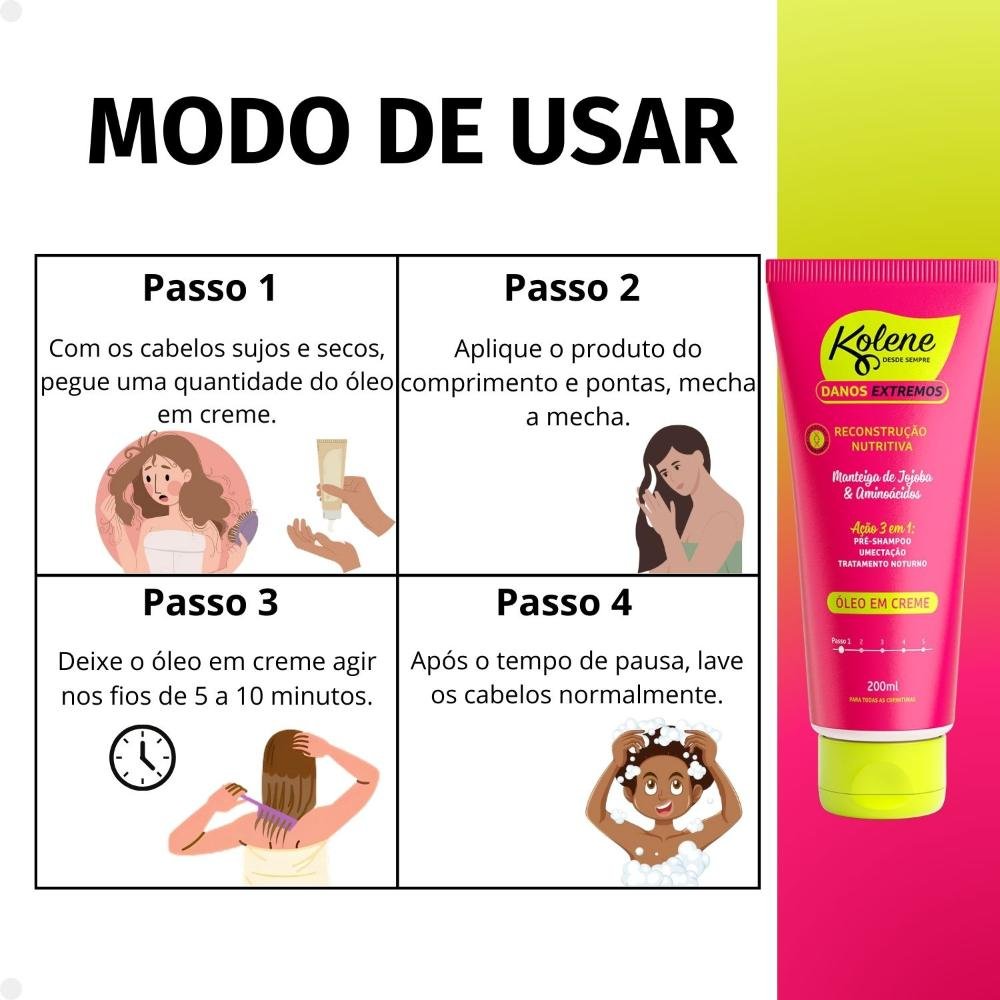 Óleo em Creme Kolene Danos Extremos Reconstrução Nutritiva 200ml 200ml 5