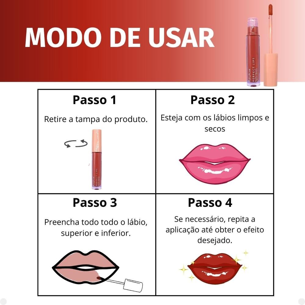 Batom Líquido Ruby Rose Perfect Lips Positivity HB-L6200-2 Positivity 5