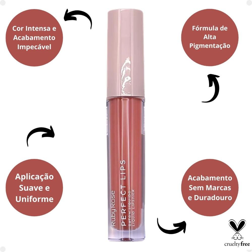 Batom Líquido Ruby Rose Perfect Lips Self Love HB-L6200-4 Self Love 3