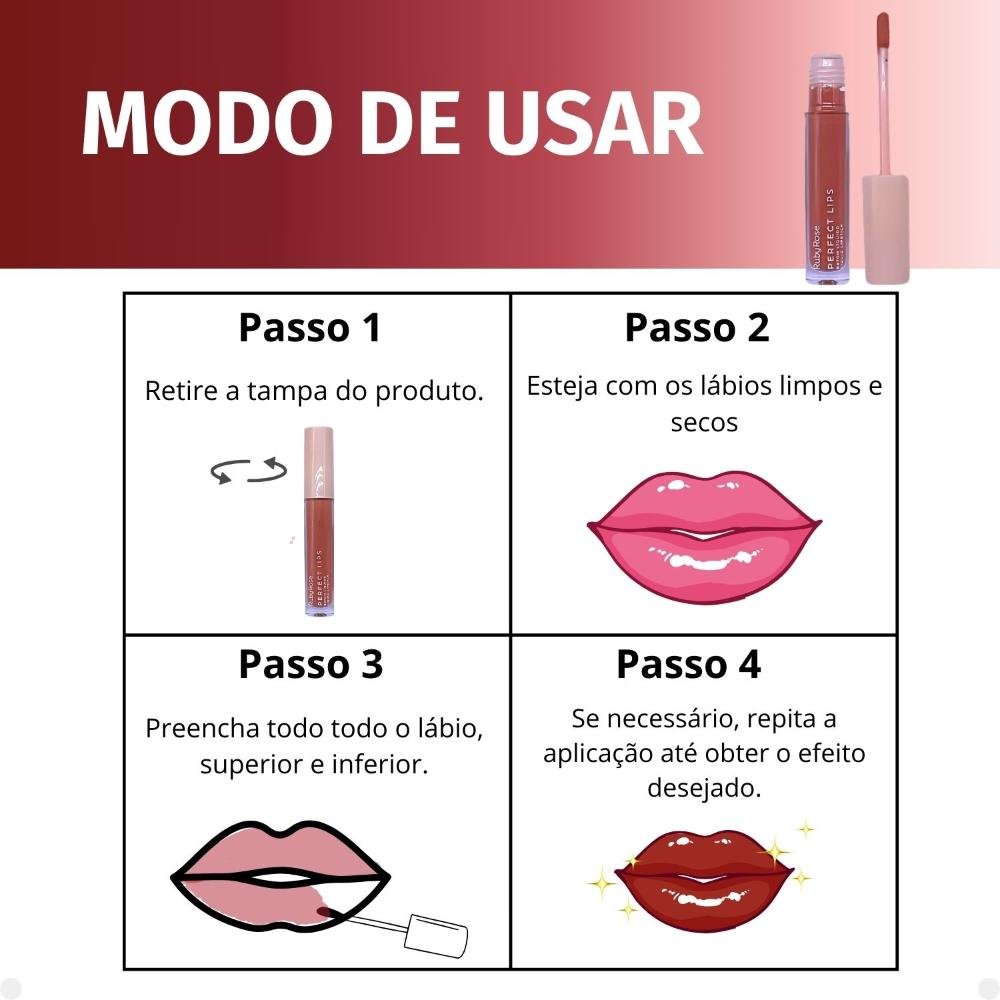 Batom Líquido Ruby Rose Perfect Lips Self Love HB-L6200-4 Self Love 5