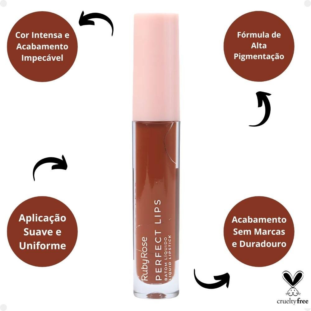 Batom Líquido Ruby Rose Perfect Lips Flawless HB-L6200-6 Flawless 3