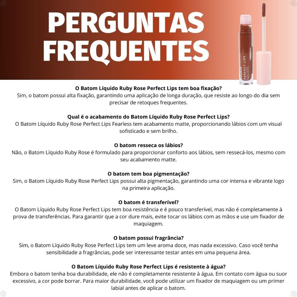 Batom Líquido Ruby Rose Perfect Lips Flawless HB-L6200-6 Flawless 6