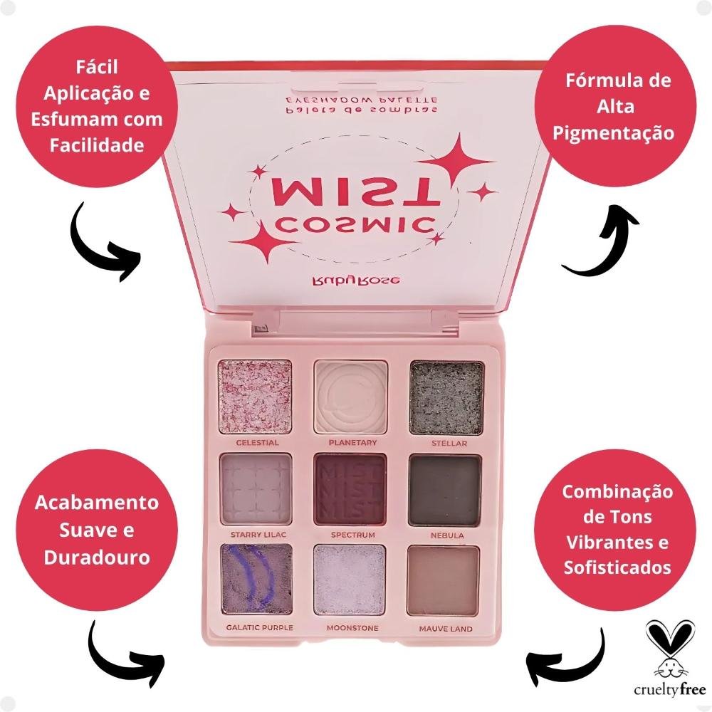 Paleta de Sombras Ruby Rose Cosmic Mist 9 Cores HB-E2204 Cosmic Mist 2