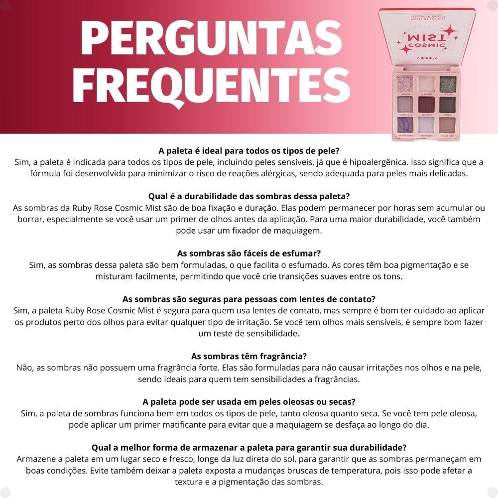 Paleta de Sombras Ruby Rose Cosmic Mist 9 Cores HB-E2204 Cosmic Mist 7