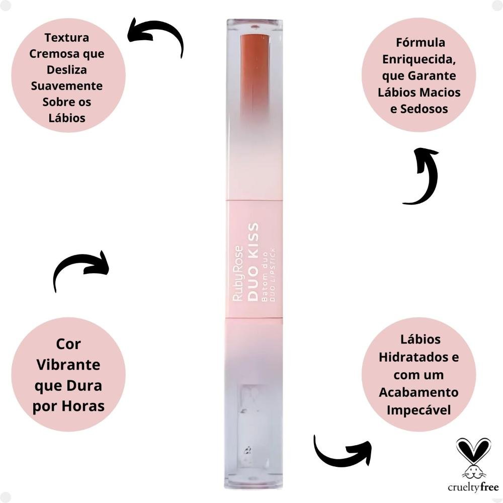 Batom Duo Ruby Rose Duo Kiss DK08 HB-L6203-8 DK08 5