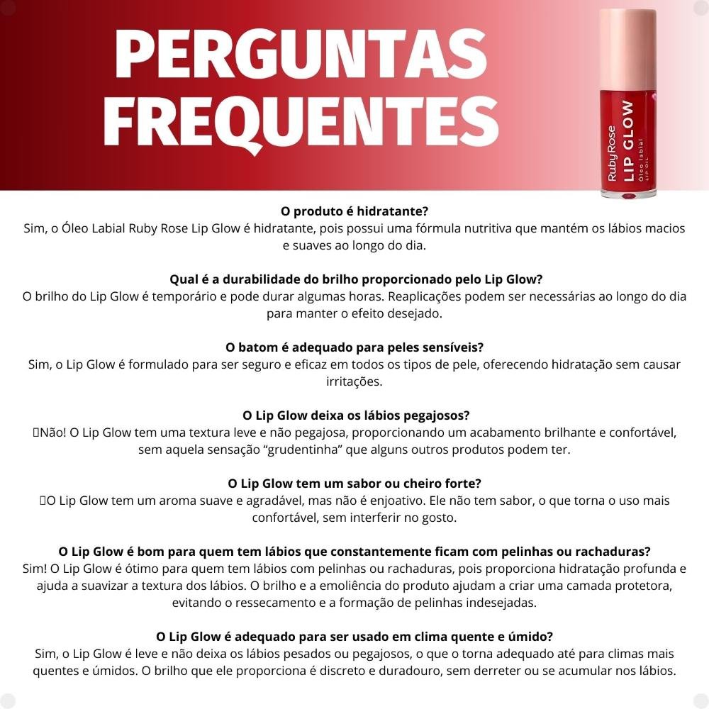 Óleo Labial Ruby Rose Lip Glow Eletric Red HB-L6502-1 Eletric Red 7