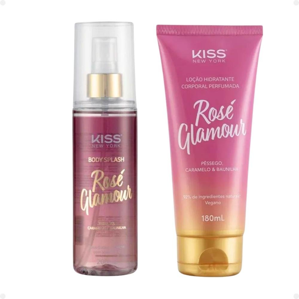 Kit Kiss New York Rosé Glamour: Body Splash 200ml e Loção Hidratante 180ml ÚNICO 1