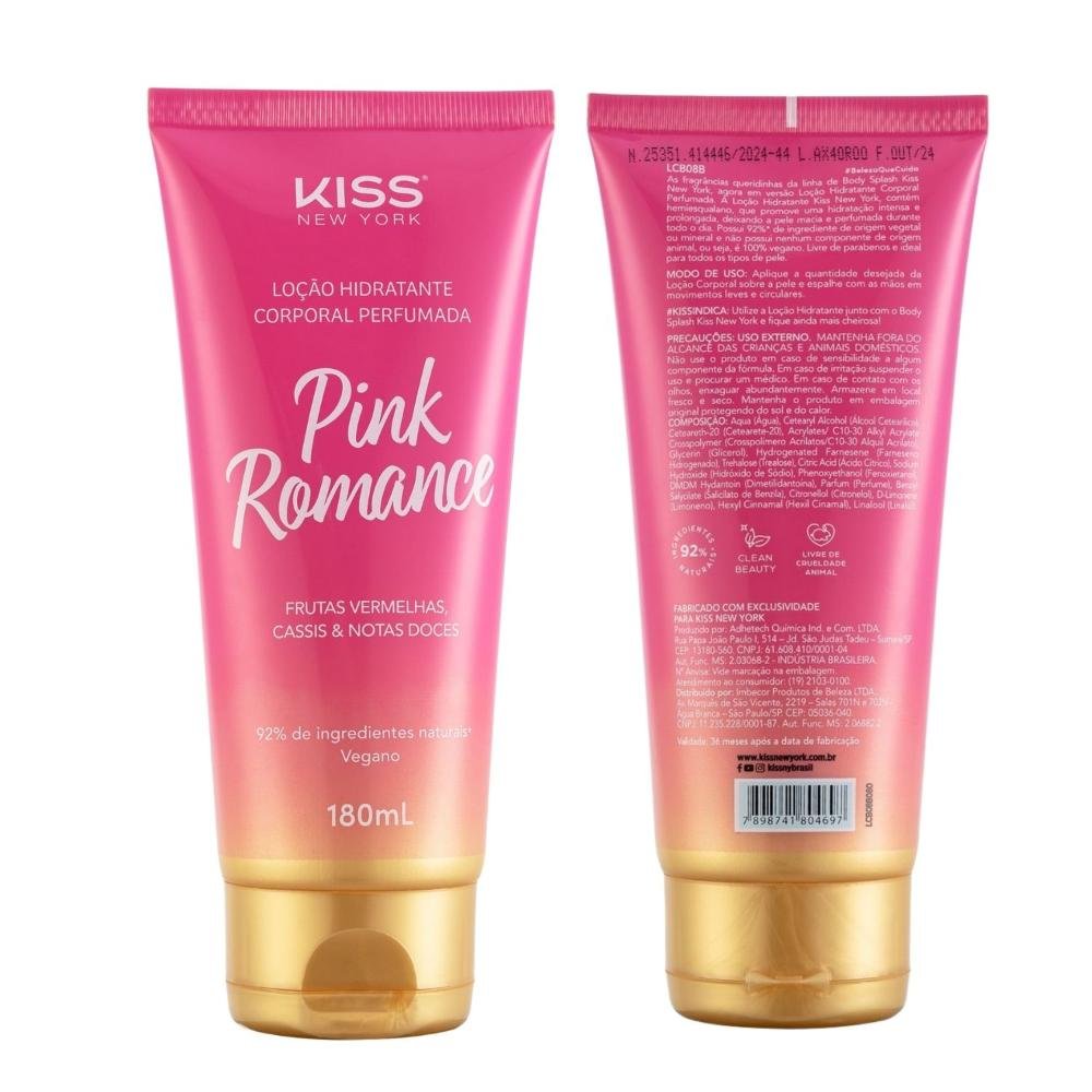Kit Kiss New York Pink Romance: Body Splash 200ml e Loção Hidratante 180ml ÚNICO 4