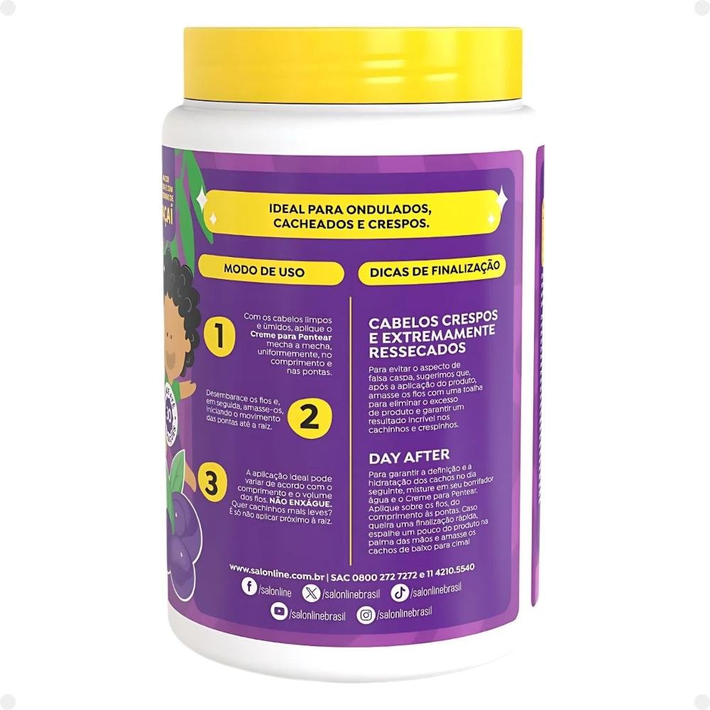Creme para Pentear Salon Line Kids Açaí Cachinhos Sem Frizz 1kg 1kg 4