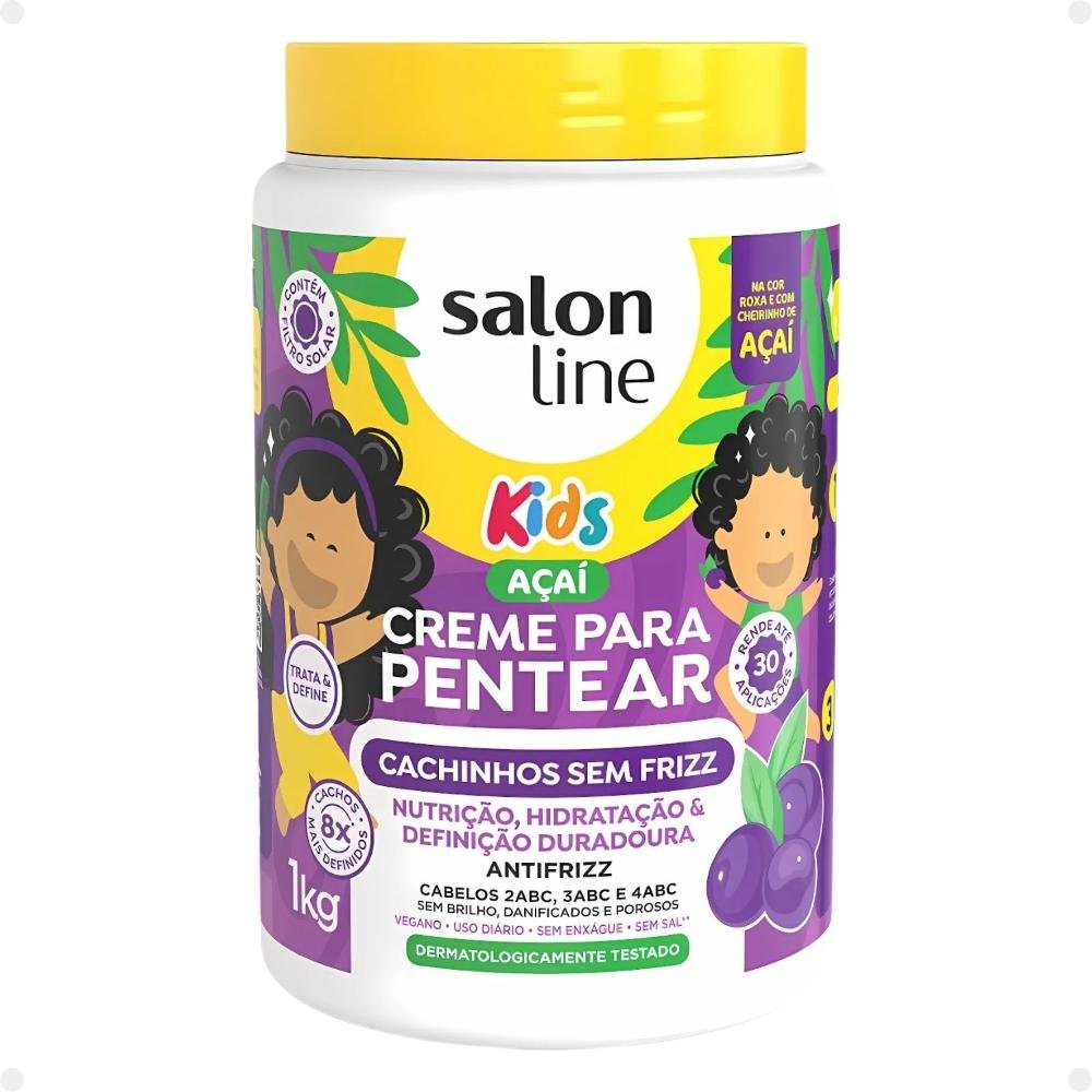 Kit Salon Line Kids: 1 Creme para Pentear e 1 Gelatina Definidora Açaí ÚNICO 3