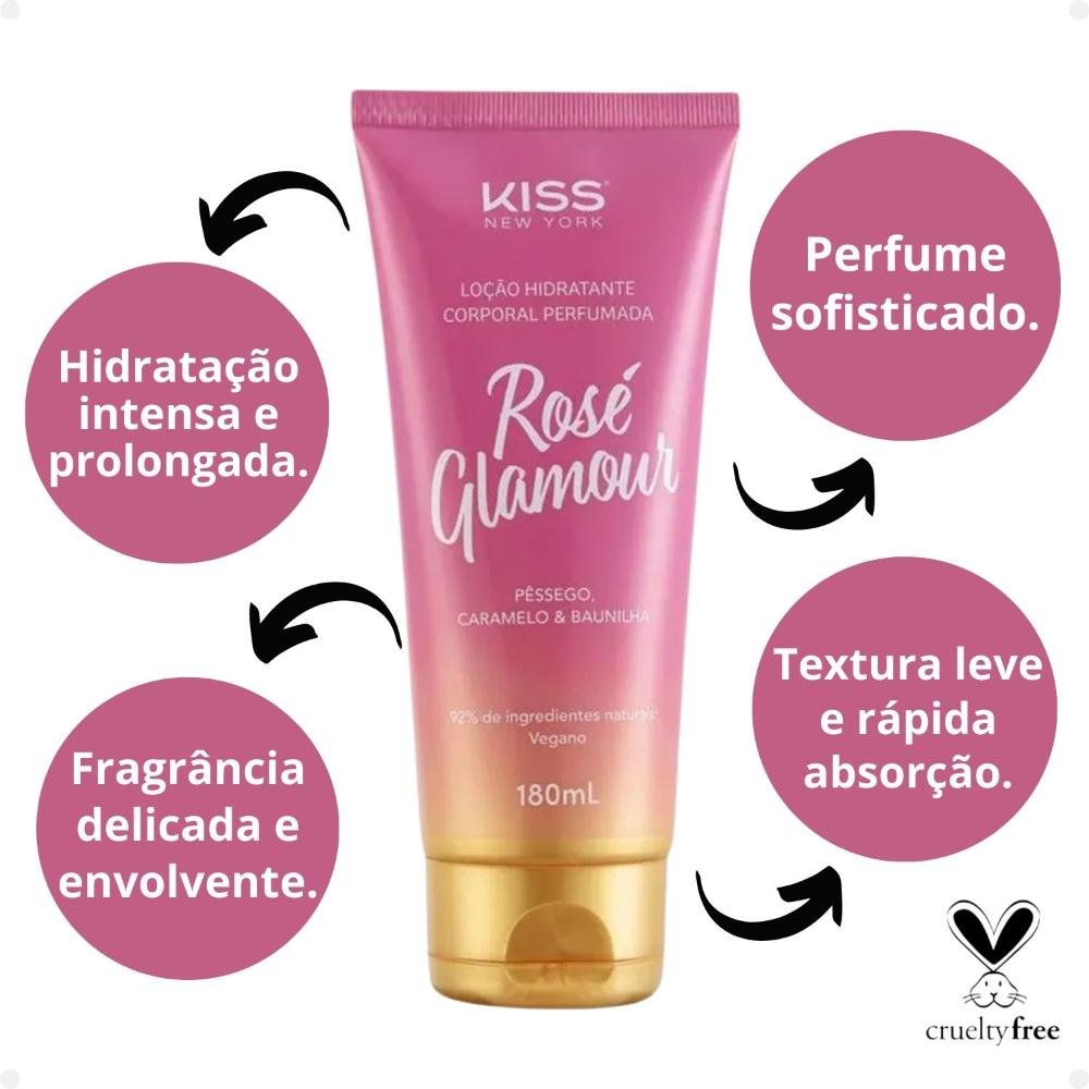 Loção Hidratante Corporal Kiss New York Rosé Glamour LCB05B 180ml 180ml 2