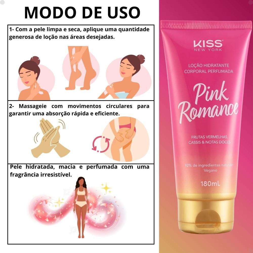 Loção Hidratante Corporal Kiss New York Pink Romance LCB08B 180ml 180ml 4