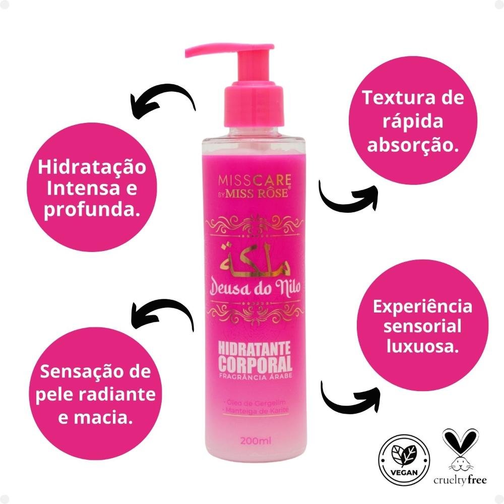 Hidratante Corporal Miss Rôse Fragrância Árabe Deusa do Nilo 200ml 200ml 2