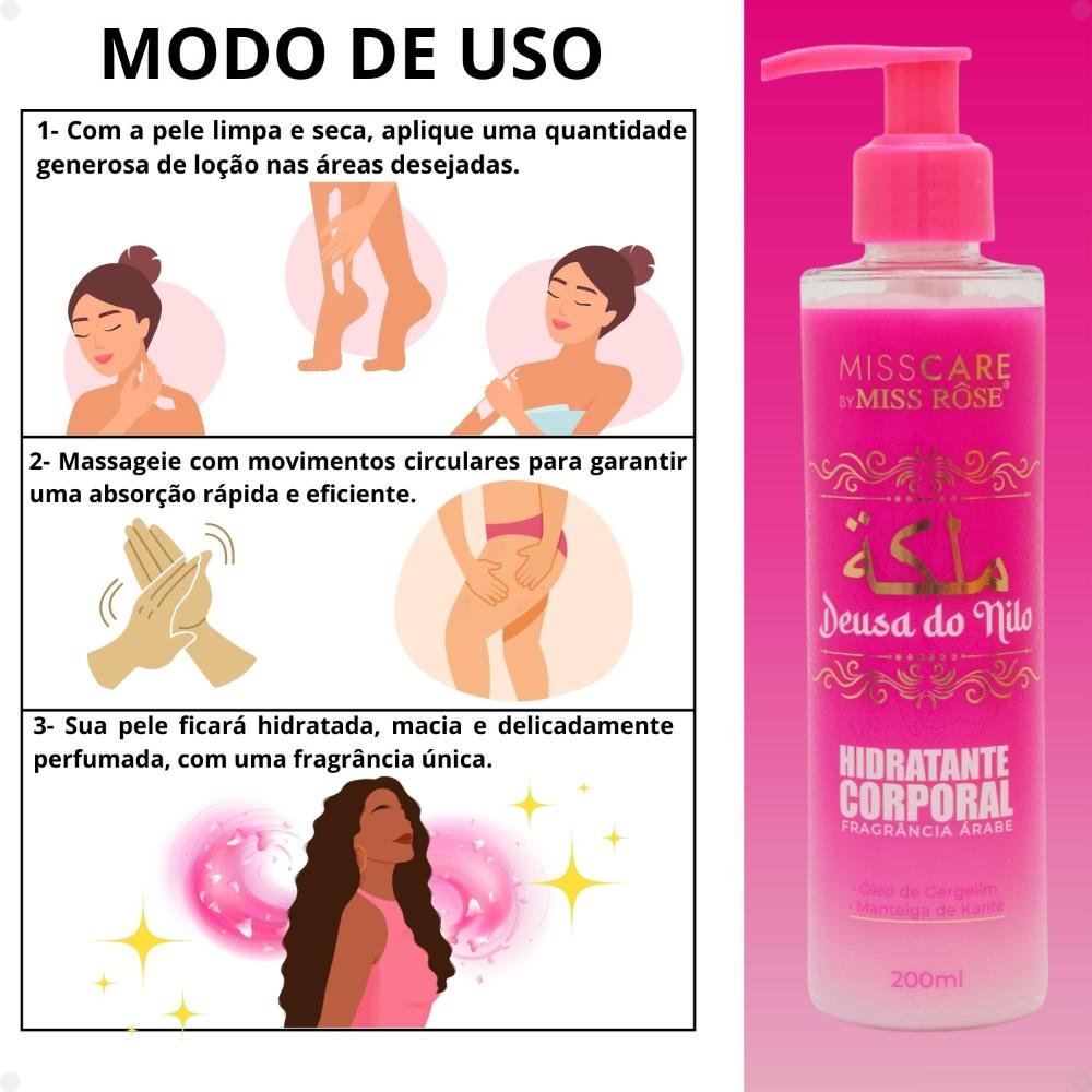 Hidratante Corporal Miss Rôse Fragrância Árabe Deusa do Nilo 200ml 200ml 4